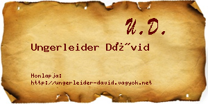 Ungerleider Dávid névjegykártya